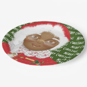 Afroamerikanerin Claus Weihnachten Pappteller (Schrägansicht)