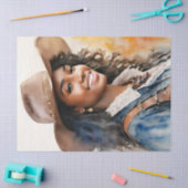 Afroamerikanerin Cowgirl Black Seidenpapier (Basteln)