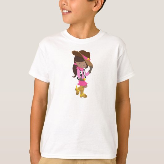 Afroamerikanerin, Cowgirl, Sheriff, Western T-Shirt (Vorderseite)