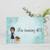 Afroamerikanerin Ich werde 40 Geburtstag Einladung (Stehend Vorderseite)