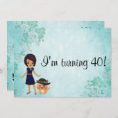 Afroamerikanerin Ich werde 40 Geburtstag Einladung (Vorne/Hinten)