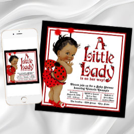 Afroamerikanerin Ladybug Baby Dusche Einladung