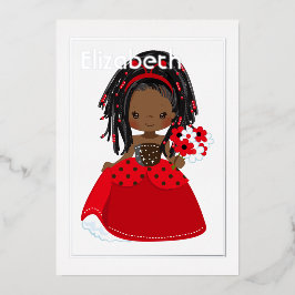 Afroamerikanerin Ladybug Birthday Folieneinladung