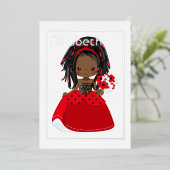 Afroamerikanerin Ladybug Birthday Folieneinladung (Stehend vorne)