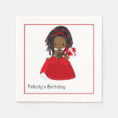 Afroamerikanerin Ladybug Birthday Serviette (Vorderseite)