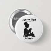Afroamerikanerin, Mädchen, das Bücher liebt, Lesen Button (Vorne & Hinten)