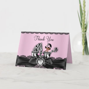 Afroamerikanerzebra-Babyparty danken Ihnen zu Dankeskarte