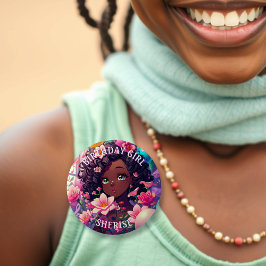 Afroamerikanisch Anime Birthday Girl Personalisier Button