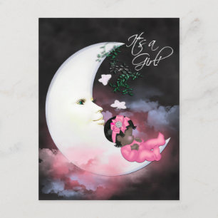 Afroamerikanische Babyparty für Mädchen - Pink Moo Einladung