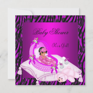 Afroamerikanische Babyparty Mädchen Hot Pink Zebra Einladung