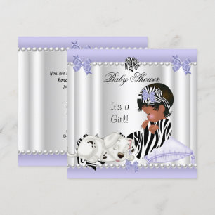 Afroamerikanische Babyparty Mädchen Lila Zebra Einladung