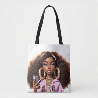 Afroamerikanische Baddie, Schöne Mädchen-Tasche Tasche