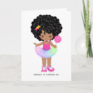 Afroamerikanische Candy Land Mädchen Geburtstagsfe Einladung