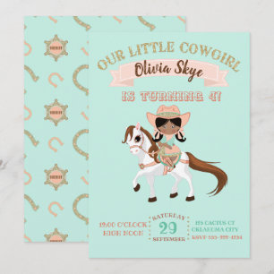 Afroamerikanische Cowgirl auf einem Pferd Mädchen Einladung