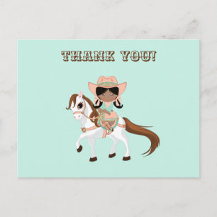 Afroamerikanische Cowgirl auf einem Pferd Mädchen Postkarte