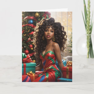 Afroamerikanische Diva Farbige Weihnachtskarte Karte