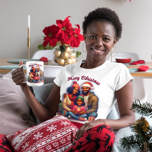 Afroamerikanische Familie frohe Weihnachten Tri-Blend Shirt