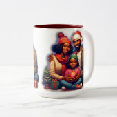 Afroamerikanische Familie frohe Weihnachten Zweifarbige Tasse (VorderseiteRechts)