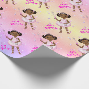 Afroamerikanische Feenprinzessin Ballerina Geschenkpapier