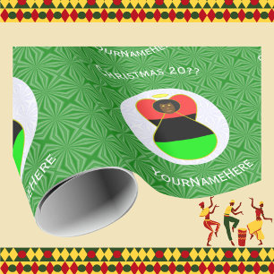 Afroamerikanische Flagge Weihnachtsengel Personali Geschenkpapier