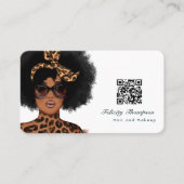 Afroamerikanische Friseur QR Code Visitenkarte (Vorderseite)