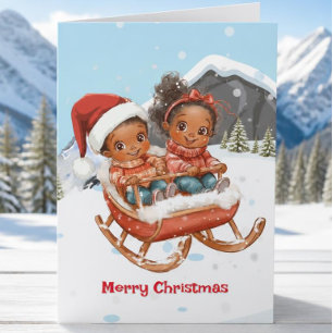 Afroamerikanische Kinder Weihnachtskarte Feiertagskarte