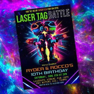 Afroamerikanische Laser Tag Geburtstagsfeier Einladung