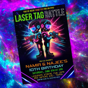 Afroamerikanische Laser Tag Geburtstagsfeier Einladung