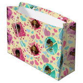 Afroamerikanische Mädchen und Herzen Große Geschenktüte (Rückseite Schrägansicht)