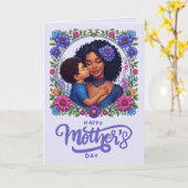 Afroamerikanische Mama & Son Happy Mother Day Karte (Gelbe Blume)
