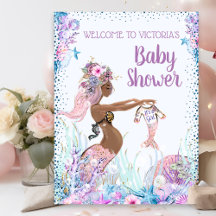Afroamerikanische Meerjungfrau Baby Shower Schilde
