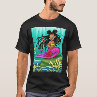 Afroamerikanische Meerjungfrau Unter Wasser Mit De T-Shirt