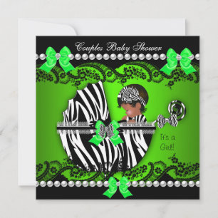 Afroamerikanische Paare Baby Shower Mädchen Zebra Einladung