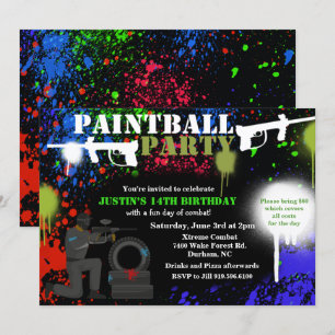 Afroamerikanische Paintball-Geburtstagseinladung Einladung