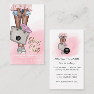 Afroamerikanische pinke und blaue Jeans-Blumen Ges Visitenkarte