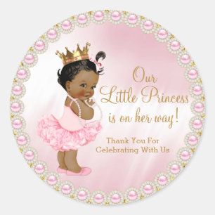Afroamerikanische Prinzessin Baby Shower Favor Runder Aufkleber