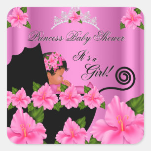 Afroamerikanische Prinzessin Baby Shower Mädchen B Quadratischer Aufkleber