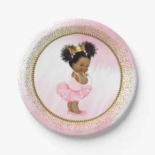 Afroamerikanische Prinzessin Baby Shower Papierpla Pappteller