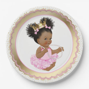 Afroamerikanische Prinzessin Baby Shower Papierpla Pappteller