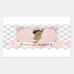 Afroamerikanische Prinzessin Blush Diamanten Perle Rechteckiger Aufkleber
