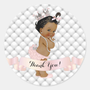 Afroamerikanische Prinzessin Diamonds Blush Pink Runder Aufkleber