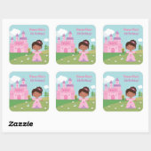 Afroamerikanische Prinzessin Geburtstagsparty Stic Quadratischer Aufkleber (Blatt)
