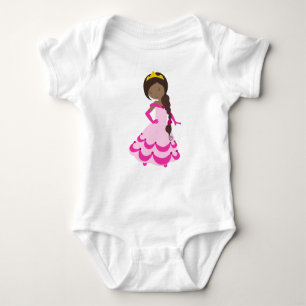 Afroamerikanische Prinzessin, Krone, Gown, rosa Kl Baby Strampler