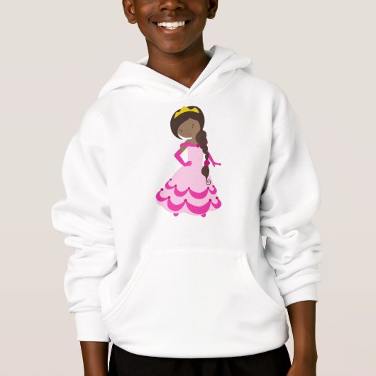 Afroamerikanische Prinzessin, Krone, Gown, rosa Kl Hoodie (Vorderseite)