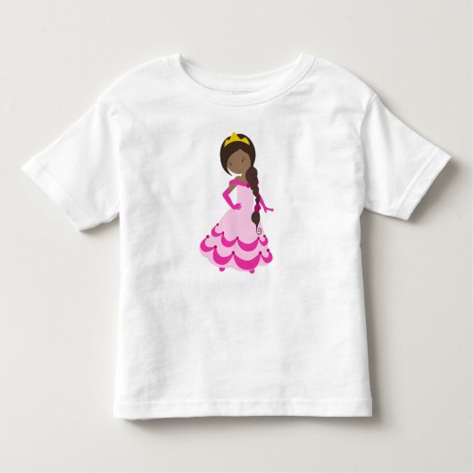 Afroamerikanische Prinzessin, Krone, Gown, rosa Kl Kleinkind T-shirt (Vorderseite)