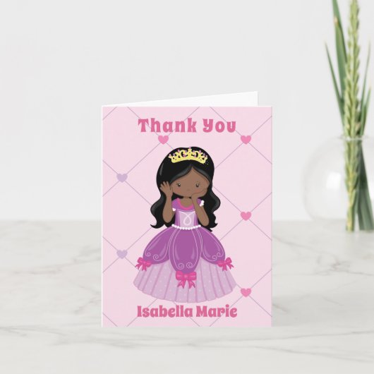 Afroamerikanische Prinzessin Mädchen Rosa Individu Dankeskarte (Vorderseite)