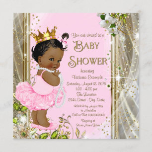 Afroamerikanische Prinzessin Rosa Tutu-Baby-Party Einladung