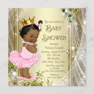 Afroamerikanische Prinzessin Rosa Tutu-Baby-Party Einladung