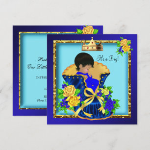 Afroamerikanische Vintage-Baby-Party Prinz Junge Einladung