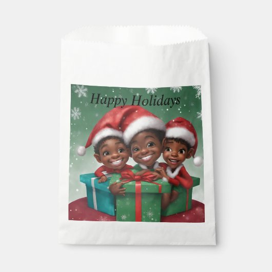 Afroamerikanische Weihnachtselfs Geschenktütchen (Vorderseite)